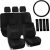 FH Group Full Set Cloth Car Seat Covers, Universal Fit Front and Split Bench Rear, Airbag Compatible, Washable for SUV, Sedan, Van – Black