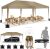 COBIZI Canopy 10×20 Pop Up Canopy Tent 10x20ft Waterproof Easy Up Tents for Parties Wedding Outdoor Commercial Event Gazebo Portable Instant Tent for Backyard Camping Car Port(Khaki