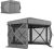 Outsunny 12′ x 12′ Hexagonal Pop Up Gazebo Canopy Tent with 5 Sidewalls, Waterproof Portable Outdoor Canopy Shelter with Curtains, Carry Bag, 5 Ropes, 11 Stakes for Camping, Garden, Patio, Dark Gray