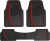 Dickies 3-Piece DuraSport Floor Mats, Heavy-Duty Mats for Cars, Trucks, SUVs — Black/Red