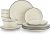 vancasso Dinnerware Sets 12-Piece Bonbon Beige Dish Set with Handpainted Spiral Pattern – Plates & Bowls Service for 4