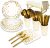 176 Pieces Gold Disposable Party Dinnerware Set &Golden Dot Disposable Party Dinnerware – Black Paper Plates Napkins Cups, Gold Plastic Forks Knives Spoons