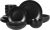 Gibson Home Queenslane 16 Piece Double Bowl Plates and Bowls Dinnerware Sets – Matte Black
