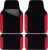 CAR PASS Rainbow Waterproof Universal Fit Faux Leather Car Carpet- Anti-Slip Nibbed Backing Floor Mats for SUV, Vans,Sedans,Trucks, Automotive Set of 4 for Women (Black with Red)