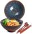 Ceramic Japanese Ramen Bowl Set, 2 Sets Asian Pho Udon Soup Noodle Bowls with Spoons and Chopsticks (Peacock Green, 8 inches)