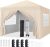 Yaheetech 10×10 Pop Up Canopy with 4 Removable Sidewalls, Portable Enclosed Instant Tent, Waterproof Outdoor Tent, Beach Sun Shelter with 4 Sandbags, 12 Stakes & 4 Ropes, Beige