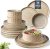 GBHOME Stoneware Dinnerware Sets for 6,Round Reactive Glaze Ceramic Plates and Bowls Set,Highly Chip and Crack Resistant | Dishwasher & Microwave Safe Dishes Set,Service for 6(18Pcs)