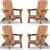 Folding Adirondack Chair 4 Pack, HDPE All-Weather Fire Pit Chairs, Plastic Adirondack Chairs with 2 Cup Holder, Outdoor Lawn Chair for Patio Garden (Teak)