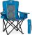Oversized Padded Camping Chair, Heavy-Duty Steel Frame for 450 lbs Supports, Convenient 6-Can Cooler, Portable Carry Bag, Perfect for Outdoor, Beach, and Hiking (Blue & Gray)