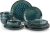 vancasso Starry 12-Pieces Dinnerware Set for 4, Stoneware Plates and Bowls Set Tableware, Dishwasher and Microwave Safe, Green