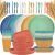 Dinnerware Sets, 42-Piece Kitchen Plates and Bowls Sets, Wheat Straw Dinnerware Set Service for 6, Lightweight Unbreakable Plastic Plate Dishwasher Microwave Safe Dish Set Outdoor Plates