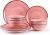 12Pcs Melamine Dinnerware Set, Plates And Bowls Sets for 4, Pink Color Dinnerware Sets, Melamine Plates Bowls Indoor and Outdoor Use Dish Set Dishwasher Safe BPA Free(Pink)