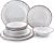 LEHAHA Vintage White Melamine Dinnerware set-12 Piece Lightweight Unbreakable Outdoor Camper Plates/Dishes and Bowls Set, Service for 4, Dishwasher Safe…