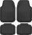 CAR PASS Black Rubber Car Mats, All-Weather Floor Mats Full Set Durable Anti-Slip 3D Rhombus Waterproof Automotive Pad Trim to Fit Liner Universal Fit for Sedan SUV Truck Van, 4 Pcs All Black Rubber