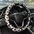 Vintage Groovy Flowers Car Leather Steering Wheel Cover – 15-inch Universal Microfiber- Soft & Breathable & Silicone Anti Slip Auto Steering Wheel Wrap for Women (Black)