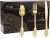 N9R 300pcs Gold Plastic Silverware Dinnerware Flatware- Heavyweight Plastic Cutlery Set, 100 Forks, 100 Spoons, 100 Knives, Gold Utensils for Party, Thanksgiving, Christmas