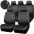 CAR PASS Diamond Leather Bling Car Seat Covers Full Set, Shining Rhinestone Waterproof Durable Rear with Zipper, Universal Fit Automotive Glitter Crystal Sparkle Strip for Cute Women Girly Black