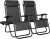 Yaheetech Zero Gravity Recliners Outdoor Adjustable Folding Reclining Lounge Chairs w/Pillows, Cup Holder Trays and Carry Strap for Patio Backyard Beach Black Set of 2