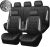 CAR PASS Bling Diamond Leather Car Seat Covers Full Seats Interior Sets, Waterproof Shining Glitter Sparkly Crystal Universal Armrest Fit Automotive Truck SUV Cute Women Girl, Black Silver Rhinestone