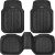 CAR PASS DeepDish Heavy Duty Rubber Floor Mats 3-Piece, Universal MXL Size Trim-to-Fit Automotive Floor Mats for Truck Van SUV, Durable Waterproof All Weather Car Mats (Solid Black)