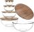 Stackable Space-Saving Set of 5 Nesting Glass Bowls with Acacia Lids for Foodprep, Storage, Mixing & Cooking – Microwave & Oven-ready BPA Free Durable Heat Resistant Inert Borosilicate Glass