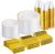 WELLIFE 600 PCS Gold Disposable Dinnerware Set for 100 Guests, Gold and White Plastic Plates for Party, 100 Each-Dinner & Salad Plates, Cups, Forks Knives Spoons for Wedding and Party