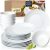 18-Piece Porcelain Dinnerware Set for 6 – Classic White, Includes 6 Dinner Plates, 6 Side Plates, 6 Bowls, Modern, Durable, Dishwasher & Microwave Safe, Moritz & Moritz BASIC Collection