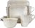 Elama Ivory Lotus 16 Piece Square Dinnerware Set