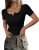 PRETTYGARDEN Women’s 2025 Spring Summer Short Sleeve Tops Ribbed Henley Button Slim Fit Basic Casual T Shirts Blouse Clothing