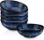 vicrays Ceramic Salad Bowls Set for Kitchen, Serving – 32 Ounce Soup Bowls, Pasta Bowls, Chip Resistant, Dishwasher Microwave Safe, Large, Fluted, stoneware, Set of 6 (Blue)