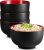 KooK Ramen Bowl, Japanese Bowls, Noodle Bowls, Large Soup Bowl, Ceramic, Large Capacity, For Ramen, Pho, Udon, Soba, Microwave and Dishwasher Safe, 34 oz, Set of 4 (Black/Red)