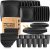 Teivio 48-piece Wheat Straw Square Dinnerware Set for 12, Unbreakable Dinner Plates, Salad Plates, Snack Bowls, Tumblers 13.5 oz, Dishwasher Safe, Black