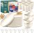 Wheat Straw Dinnerware Sets,56-Piece Beige Plates and Bowls Sets for 8-Unbreakable,Reusable Plastic Dish Set-Dinner Plate/Cereal Bowl/Cup/Utensils-Microwavable Dishwasher Safe 56P-Beige