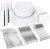 supernal 400pcs Silver Plastic Dinnerware Set Include Silver Plastic Dessert Plates, Heavy Duty Disposable Plates,50 Spoons & Knives & Cups & Napkins & 100 Forks,Graduation Decorations 2025 Deals