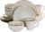 Elama Embossed Scalloped Stoneware Dinnerware Dish Set, 16 Piece, Ivory