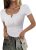 ANRABESS Women’s 2025 Spring Summer Short Sleeve Tops Ribbed Knit Henley Button Up Slim Fit Basic Casual T Shirts Blouse