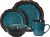 Elama Stoneware Round Oval Dinnerware Dish Set, Ocean Blue