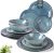 AmorArc Ceramic Dinnerware Sets, Handmade Stoneware Reactive Glaze Plates and Bowls Set, Scratch Resistant | Dishwasher & Microwave Safe Dishes Set, Service for 4 (12pc)